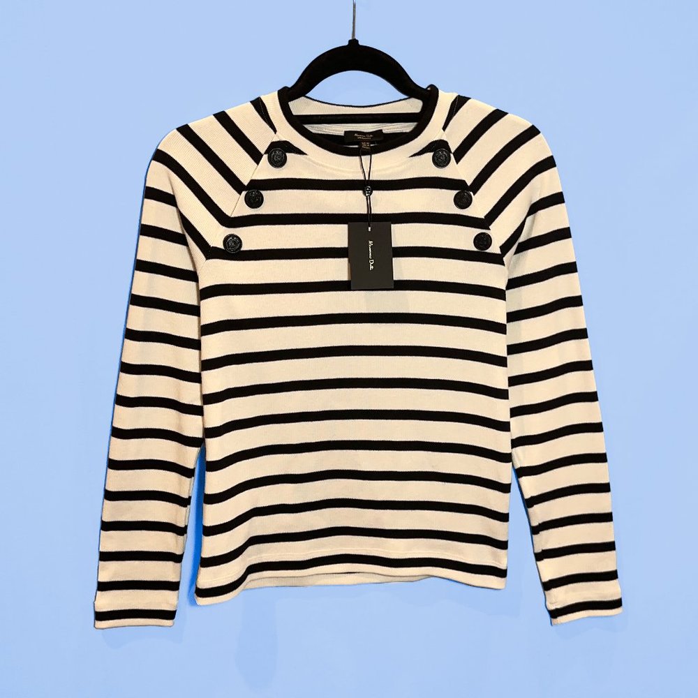 NWT Massimo Dutti Striped Shirt with Button Details